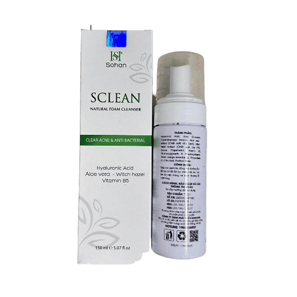 Sữa Rửa Mặt Sclean Natural Foam Cleanser SH Sohan Giúp Làm Sạch Sâu, Dưỡng Ẩm, Thông Thoáng Lỗ Chân Lông